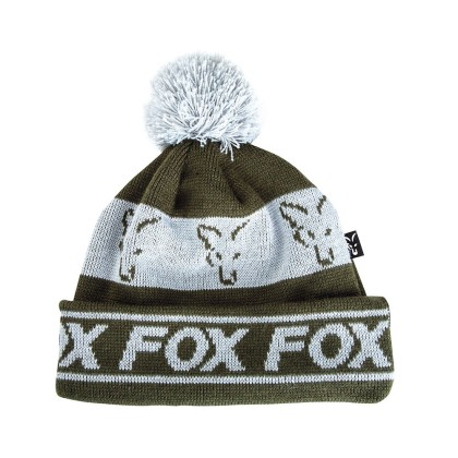 Fox green / silver lined bobble - Зимняя шапка