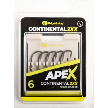 Крючки Ridge Monkey Ape-X Continental 2XX Barbed size 6